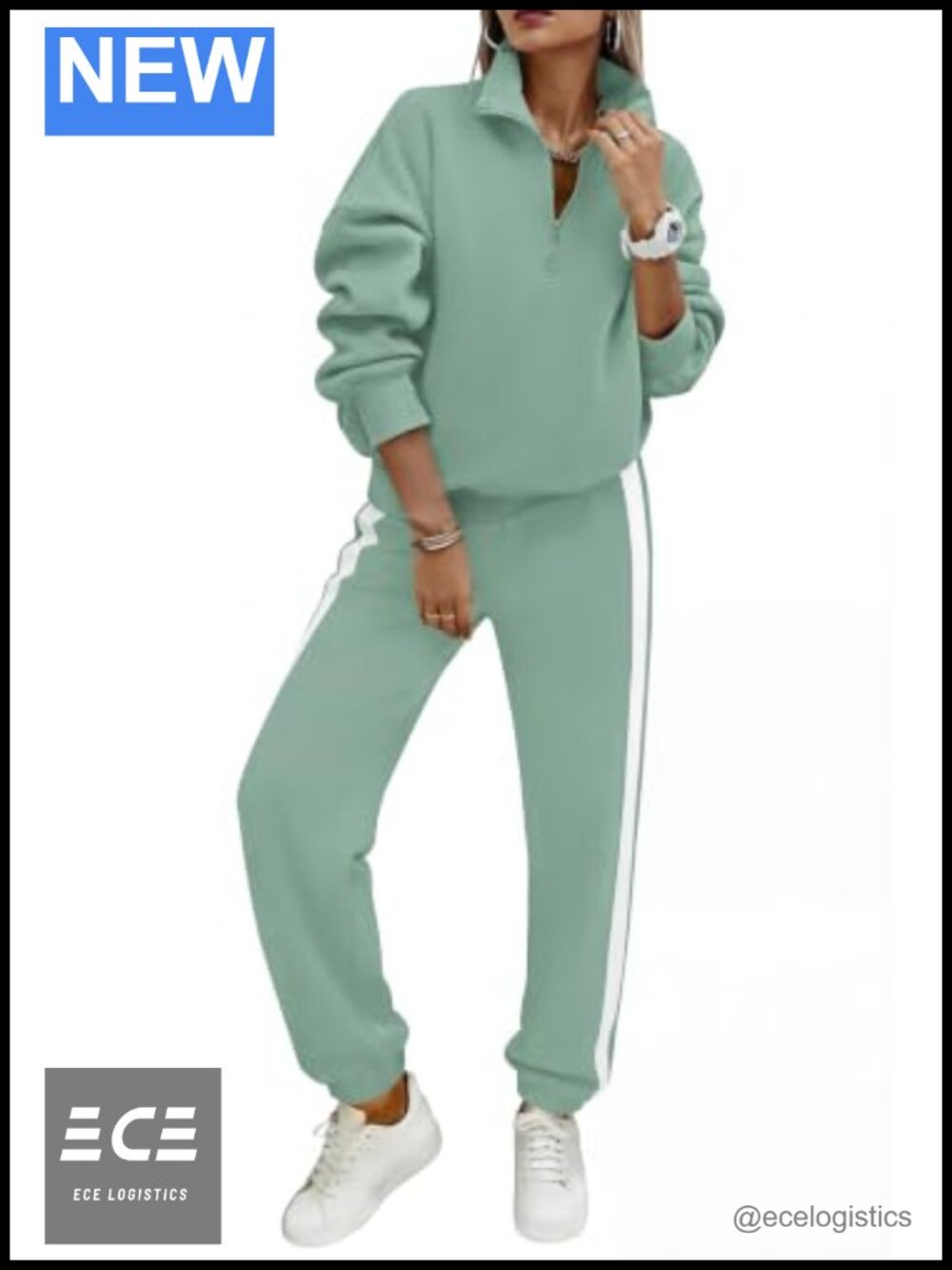 Women's Fleece Lined 2 Piece Sweatsuit Half Zip Pullover Jogger Lounge Set